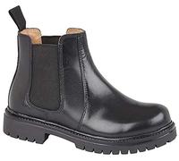 Boys Kids Infants Leather Pull On Twin Gusset Ankle Boots Shoes Size - Black - UK 1