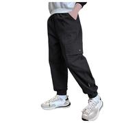 Boys Kids Summer Casual Cargo Pants Solid Color Comfortable Loose Sweatpants Trousers for Sports Activewear 4t Sweatpants Boys 18 Month Pant Black
