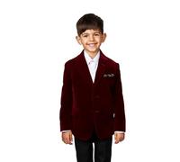 Boys Kids Velvet Tuxedo Jacket Children Wedding Party Tailored Fit Dinner Blazer [KD-BLZ-GARY-BURGENDY-12] Maroon