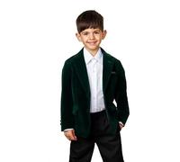 Boys Kids Velvet Tuxedo Jacket Children Wedding Party Tailored Fit Dinner Blazer [KD-BLZ-Gary-Green-2]