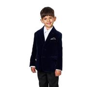 Boys Kids Velvet Tuxedo Jacket Children Wedding Party Tailored Fit Dinner Blazer [KD-BLZ-Gary-Navy-9]
