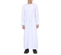 Boy's Kids White Thobe Emirati Jubba Islamic Clothing Kaftan Eid String Tassel