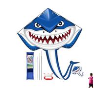 Boys Kite - Colorful Long Tail Large Single-Line, Dinosaur Rocket Shark Bat Design | Comfortable Winder Handles Huge Adult Kite For Outdoor Sports Activity Family Beginners