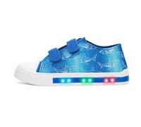 Boys Light Up Trainers Kids Summer Canvas Shoes Toddler Outdoor Indoor School Shoes with Hook and Loops Shark Size 5 UK Child
