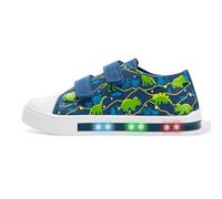 Boys Light Up Trainers Kids Summer Canvas Shoes Toddler Outdoor Indoor School Shoes with Hook and Loops Dinosaur Size 4 UK Child
