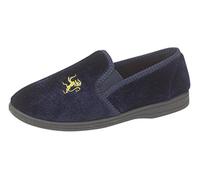 Boys Lion Motif Twin Gusset Slippers with rubber Sole Navy Blue size 5 (boys) UK