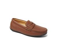 Boys Loafer Shoes Faux Leather Slip ON Penny Loafer (Tan, UK_Footwear_Size_System, Big_Kid, Men, Numeric, Medium, Numeric_2)