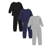 Boys Long John Ultra-Soft Cotton Stretch Base Layer Underwear Sets / 3 Long Sleeve Tops + 3 Long Pants - 6 Piece Mix & Match, 3 Sets / 6 Pc - Black/Grey/Navy, 5-6
