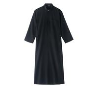 Boys Long Muslim Thobe Kids Islamic Prayer Clothes Long Sleeve Mock Neck Ramadan Cardigan Suit Loose Festival Fitting Abaya Kaftan Thobe Comfortable Arabic Outfits Eid Clothes (Black, 13-14 Years)