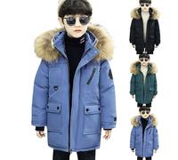 Boys Long Puffer Winter Jacket Toddler Insulated Waterproof Winter Coat Kids Outdoor Windproof Anorak Parka Snow Coats (Blue, 5-6 Years)