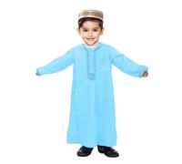 Boys Long Sleeve Embroidered Robe Traditional Arab Thobe Costume for Teenage Children's Outer Wear #1203A