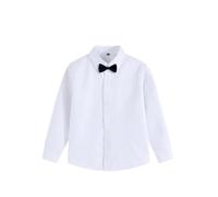 Boys Long Sleeve School Shirts with Tie 5 Years, Kids White Button Down Shirts Casual Classic Collar Dress Shirts Non Iron Durable Regular Fit School Uniform Black