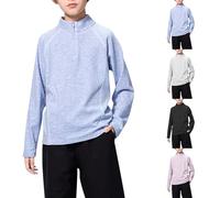 Boys Long Sleeve T-Shirt Top Lightweight Warm Half Zip Pullover Children's Mock Neck Base Layer Soft Comfortable Tops Regular Fit Spring and Fall Ideal for Pe and School Uniform