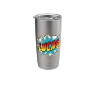 Boys Lucas Name Comic Book Superhero Stainless Steel Insulated Tumbler