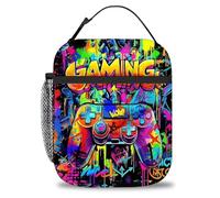 Boys Lunch Bag, Graffiti Game Controller Lunch Box for Boys, Reusable Cooler Bag Packed Lunchbox Portable Waterproof Leakproof Gaming Insulated Lunch Bag for Work School Travel Picnic Hiking Beach