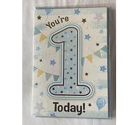Boys Male Age 1 1st One First You're 1 Today! Birthday Card Bunting/Stars Glitter/Foil Detail(PH43341)