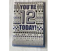 Boys Male Age 12 12th Twelve Twelfth You're 12 Today! Birthday Card Blue/White/Black Words/Patterns Foil Detail(PH43422)