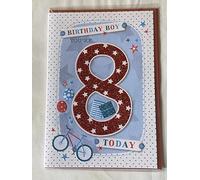 Boys Male Birthday Boy You're 8 Today Birthday Card Age 8 8th Eighth Bicycle/Balloons Glitter Detail(PRELUDE35059-1)
