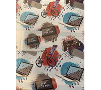 Boys/Male/Mens White/Red/Blue Bike/Laptop/Controller Just For You Gift Wrapping Paper+Gift Tag 2 Sheets Wrapping Paper+1 Gift Tag Birthday/Generic (BGC36167-4)