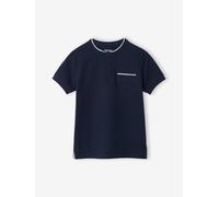 Boy's Mao collar polo shirt navy blue