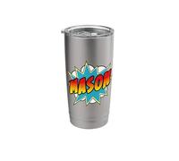 Boys Mason Name Comic Book Superhero Stainless Steel Insulated Tumbler