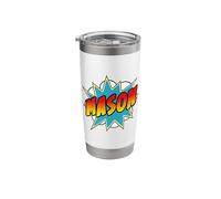 Boys Mason Name Comic Book Superhero Stainless Steel Insulated Tumbler