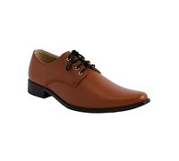 Boys Matte Leather Derby Brown Shoes - Perfect for Weddings and Special Occasions Size UK Youth 13