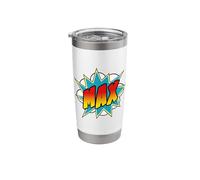 Boys Max Name Personalized Comic Book Superhero Stainless Steel Insulated Tumbler