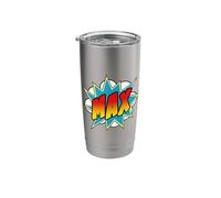 Boys Max Name Personalized Comic Book Superhero Stainless Steel Insulated Tumbler