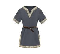 Boys' Medieval Tunic Short Sleeve V-Neck Kids Saxon & Viking Costume T-Shirt for School History Days Halloween Renaissance Warrior Knight, for Ages 3-12