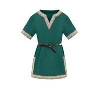 Boys' Medieval Tunic - Short Sleeve V-Neck Kids' Saxon & Viking Costume T-Shirt for School History Days, Halloween, Renaissance, Warrior, Knight (Ages 4-14)