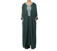 Boys Moroccan Thobe Short Sleeve Gandoura Embroidery Kaftan - Green 36