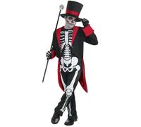 Boys Mr Bone Jangles Costume Skeleton Tailcoat Suit Kids Halloween Fancy Dress