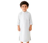 Boys Muslim Arab Thobe Long Sleeve Kaftan Button Down Robe Islamic Abaya for Kids Boys Middle Eastern Costume Eid Outfit