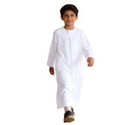 Boys Muslim Exquisite Embroidered Long Sleeve Kaftan Robe Set Arab National Costume Children Islamic Wear Traditional Thobe Full Length Loose Fit Prayer