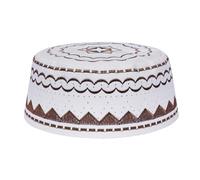 Boys Muslim Prayer Hat, Islamic Kufi Hat Knitting Taqiyah Knitted Skull Cap Beanie Embroidered Topi Head Wear for Children Brown