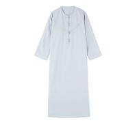 Boys Muslim Thobe Long Sleeve Casual Kids Muslim Arab Pocket Solid Color Islamic Prayer Clothes Toddler Maxi Jellabiya Loose Dishdash Eid Outfits Crew Neck (Grey, 13-14 Years)