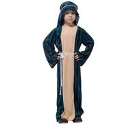 Boys' Nativity Costume, Striped Robe with Headscarf Rope Belt, Children Christmas Play/Church Pageant Biblical Fancy Dress Outfit (Navy, 6-7 Years)