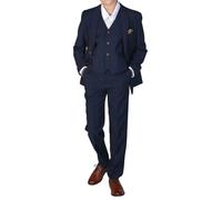 Boys Navy 3 Piece Suit Classic Birdseye Wedding - Navy 11