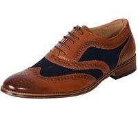 Boy's New Tan Navy 5 Eye Brogue Oxford Shoe (4 UK, Tan/Navy)