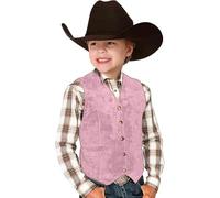 Boys Oktoberfest Vest Jacket 2025 Retro Cowboy Vest Kids Costume Suede Leather V Neck Western Vintage Waist Blouse Kids Cowboy-Themed Party Costume Streetwear 3-12 Years