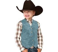 Boys Oktoberfest Vest Jacket 2025 Retro Cowboy Vest Kids Costume Suede Leather V Neck Western Vintage Waist Blouse Kids Cowboy-Themed Party Costume Streetwear 3-12 Years