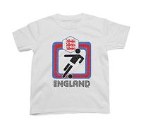 Boys or Girls England 2022 Football Kids T-Shirt Classic Retro Square Design English Euro Team White