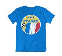 Boys or Girls France 2021 Kids Football T-Shirt Country and Flag Retro Circle French Euro Team Royal Blue