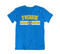 Boys or Girls Sweden 2022 Kids Football T-Shirt Distressed Country Strip Swedish Euro Team Royal Blue