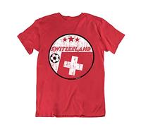 Boys or Girls Switzerland 2021 Kids Football T-Shirt Country and Flag Retro Circle Swiss Euro Team Red