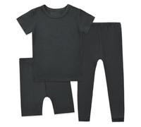 Boys Outfits 2-14 Years Comfortable Short Sleeve Pajama Set with Long Pants Soft Sleepwear for Daily Home Wear Toddler Kids Clothing (Black, 9-10 Years)