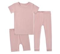 Boys Outfits 2-14 Years Comfortable Short Sleeve Pajama Set with Long Pants Soft Sleepwear for Daily Home Wear Toddler Kids Clothing (13-14 Years) Light Pink