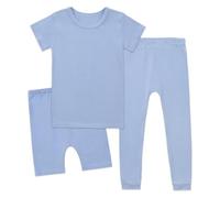 Boys Outfits 2-14 Years Comfortable Short Sleeve Pajama Set with Long Pants Soft Sleepwear for Daily Home Wear Toddler Kids Clothing (Light Blue, 2-3 Years)