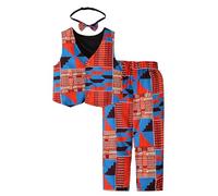 Boys' Outfits & Clothing Sets Toddler Infant Kids Baby Boys African Print Vest Tops Pants Headband Ankara Clothes 3PCS Dashiki Set (Red, 4-5 Years)